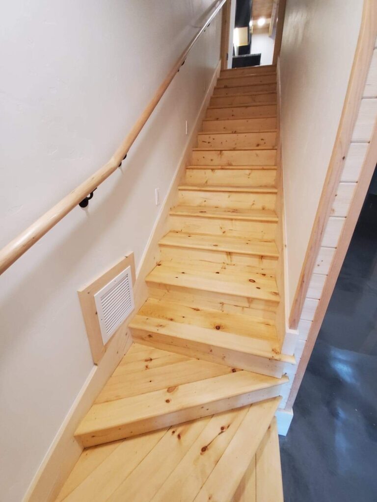 Custom stair framing and wood detailing